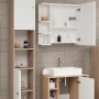 Vicco Badmöbel-Set Fynn Sonoma/Weiß, 3-teilig mit Waschbeckenunterschrank, Spiegelschrank und Hochschrank.