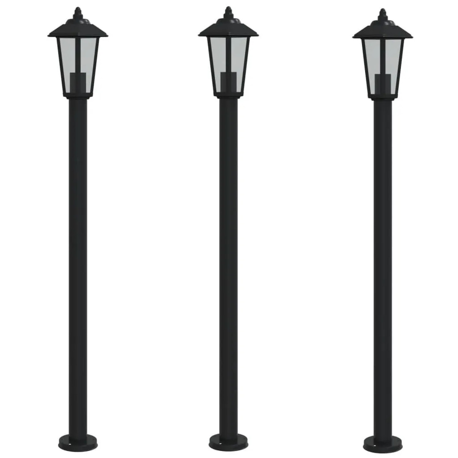 vidaXL Wegeleuchten 3 Stk Schwarz 120 cm Edelstahl 4006388