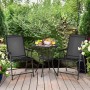 Costway 2er Set Gartenstühle, klappbare Hochlehner in Schwarz auf Terrasse.