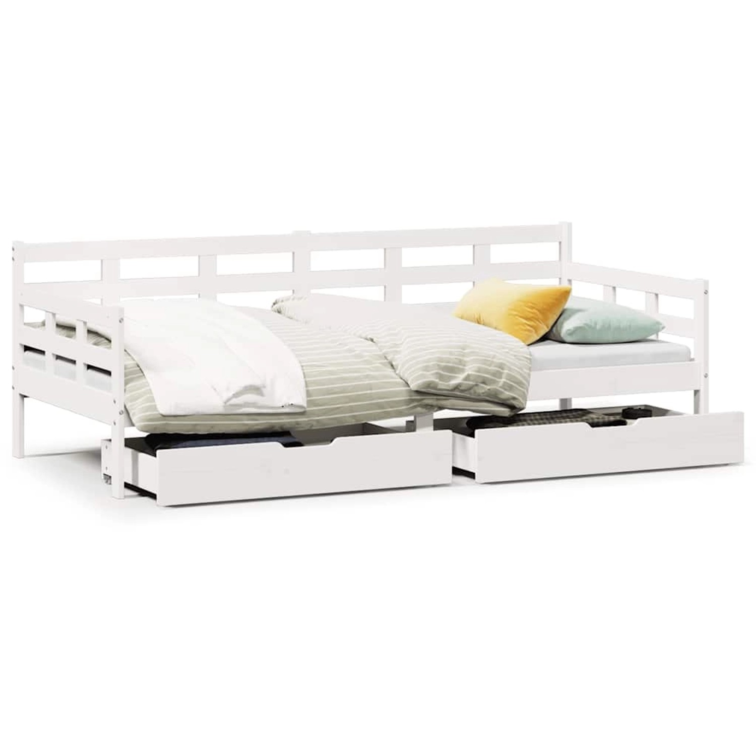 vidaXL Tagesbett mit Schubladen Weiß 90x200 cm Kiefernholz 3302139 günstig online kaufen