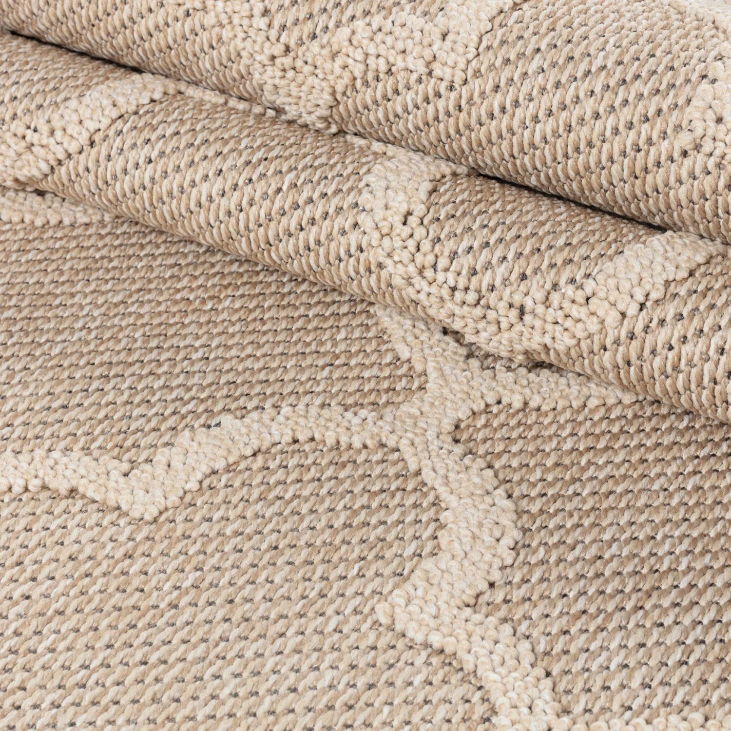Beiger Ayyildiz In- und Outdoor-Teppich Patara mit skandinavischem Muster, 200x290 cm.
