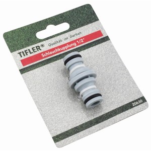 Tifler Schlauchkupplung 1/2 Zoll für Gartenschläuche, Adapter zum Verbinden von Schläuchen.