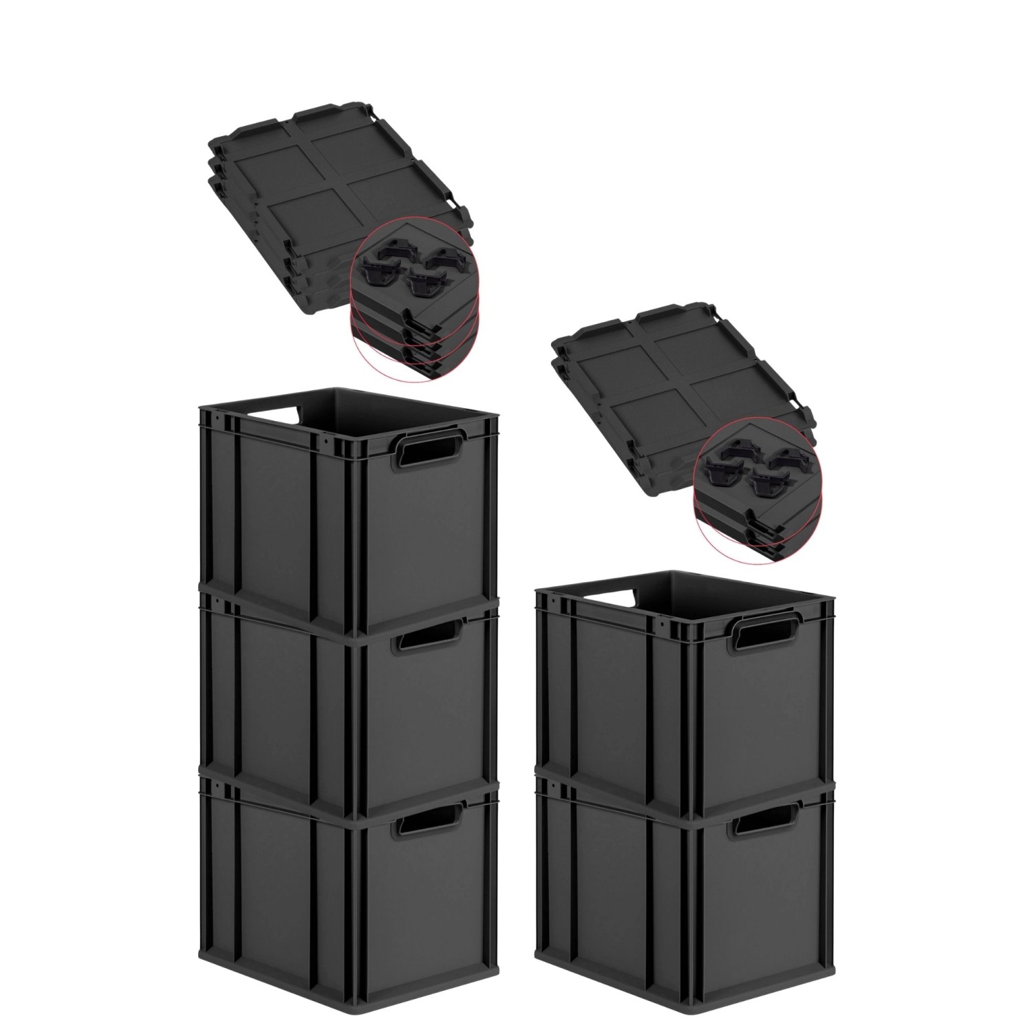 PROREGAL SuperSparSet 5x Eurobox Nextgen Grip Mit Scharnierdeckel Und Schwa günstig online kaufen