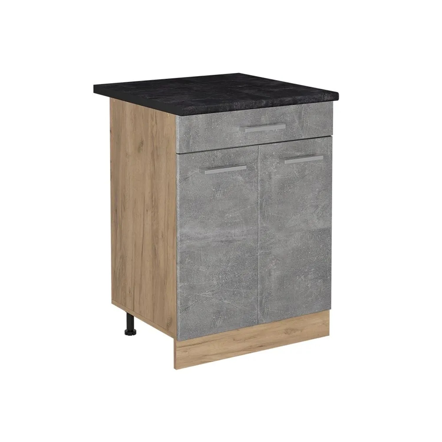 Vicco Küchenunterschrank R-Line Beton/Goldkraft Eiche 60 x 82 mit Schublade Arbeitsplatte Anthrazit Art Nr 61198