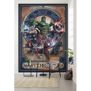 Komar Vliesfototapete Avengers Ornament mit den bekannten Superhelden im Comicstil.