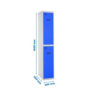PROREGAL Spind AMEGO HxBxT 180 x 30 x 50 cm 2 Abteile Grundmodul Grau-Blau Schließfach Garderobe