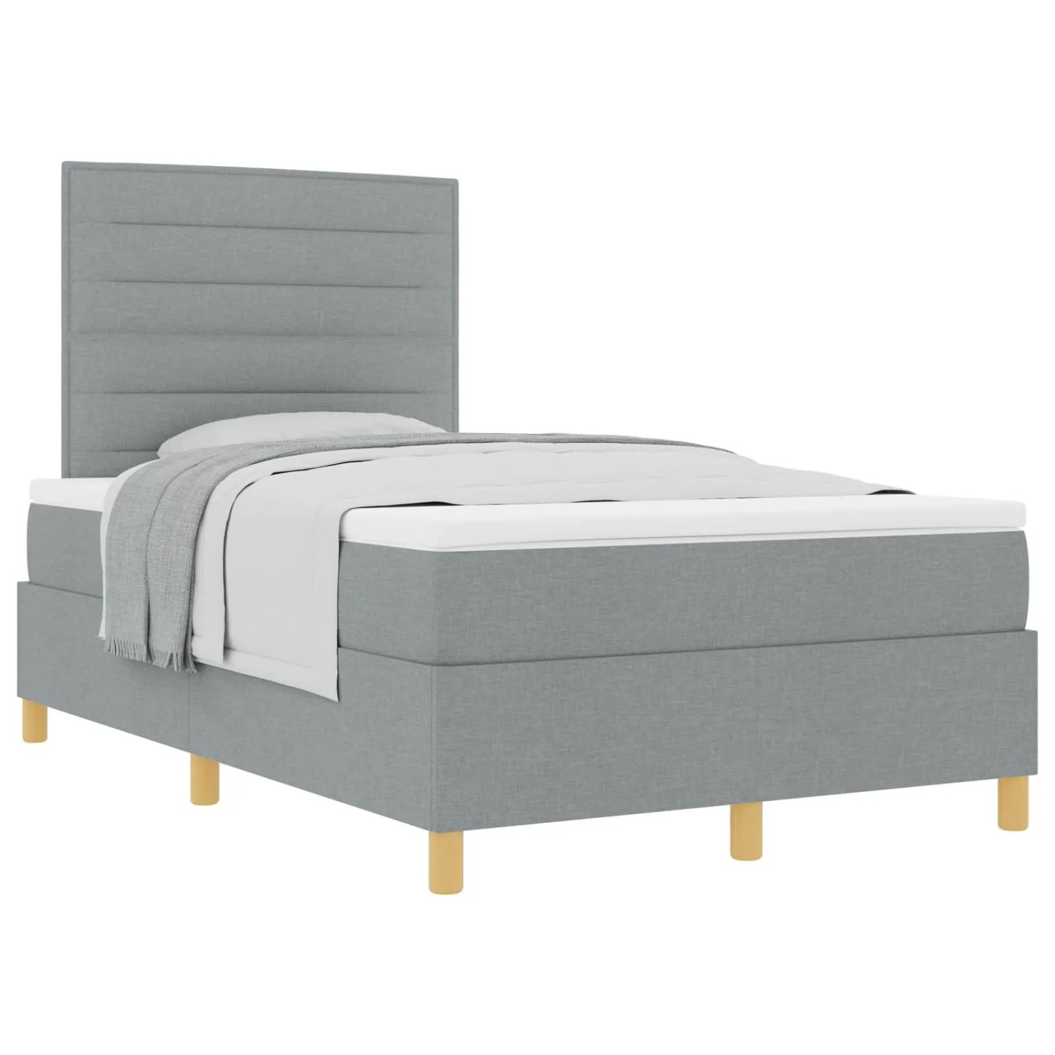 vidaXL Boxspringbett mit Matratze Hellgrau 120 x 200 cm Stoff 3339532