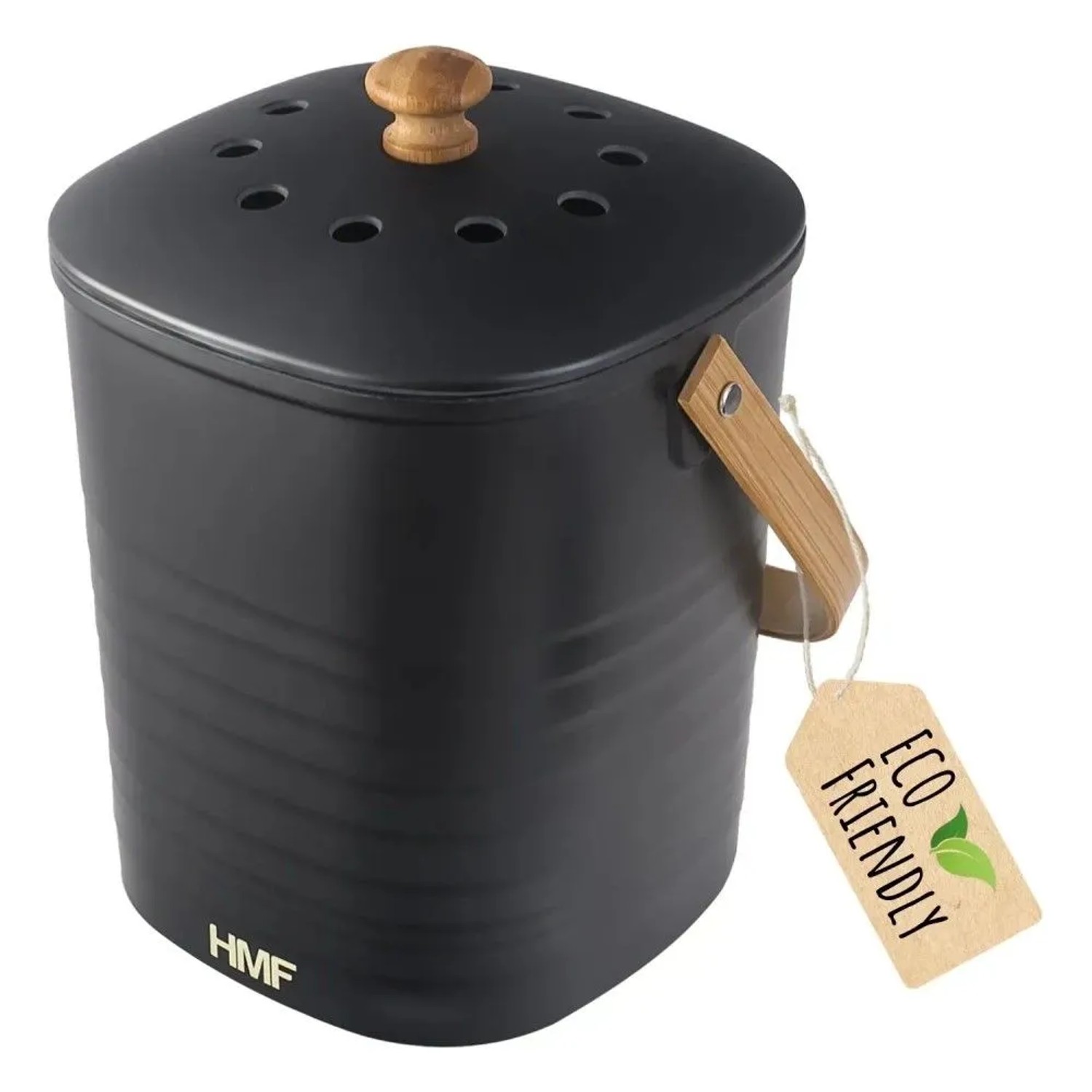 HMF 3780-3L-02 Biomülleimer Küche Geruchsdichter Komposteimer mit Deckel 3 Liter Schwarz