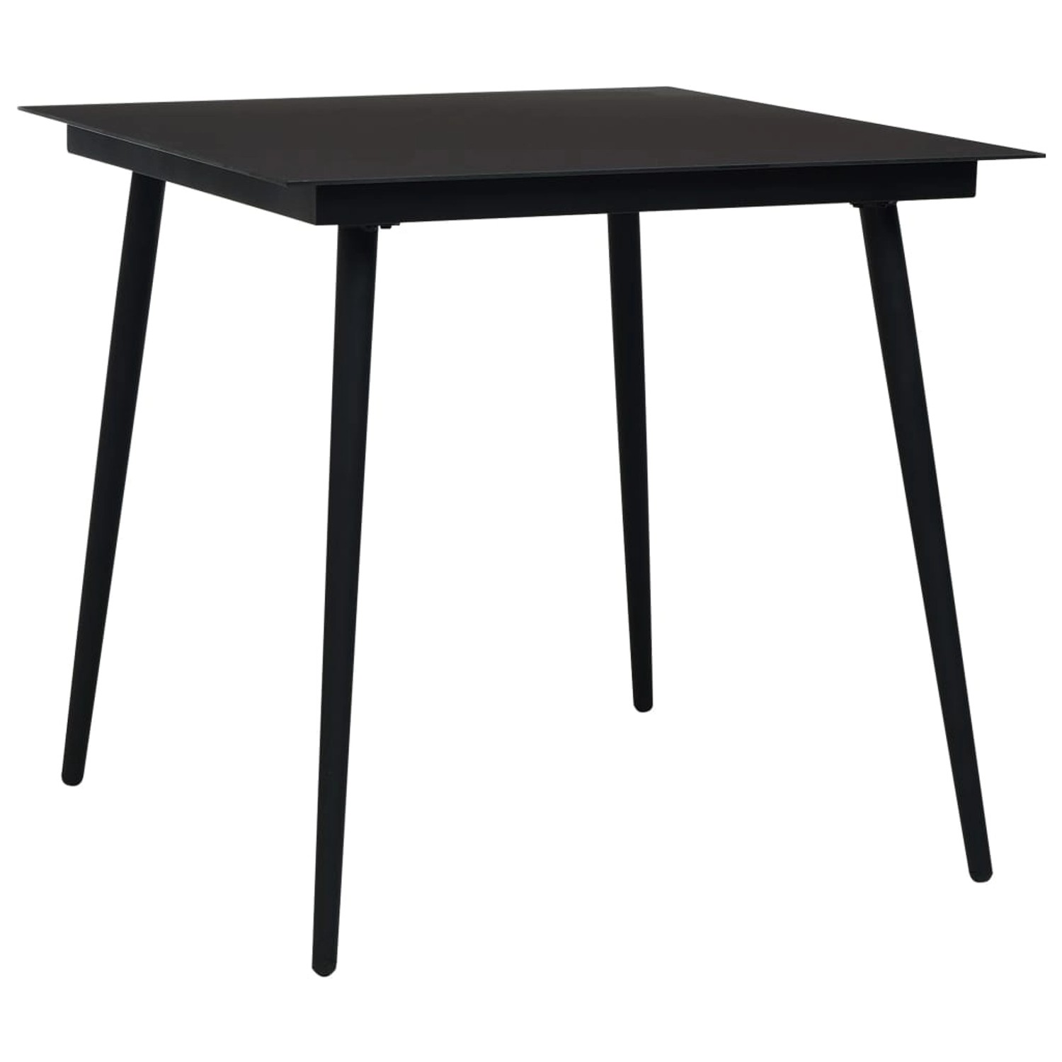 vidaXL Garten-Esstisch Schwarz 80x80x74 cm Stahl und Glas 312157 günstig online kaufen