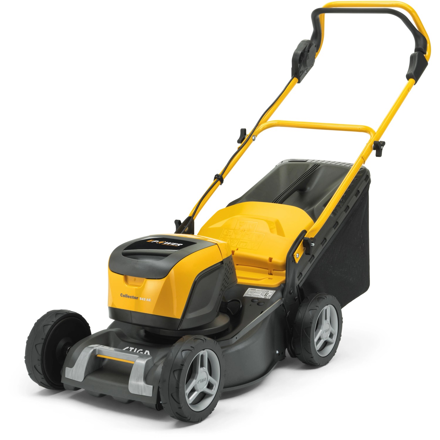 Stiga Akku-Rasenmäher Collector 543 AE mit Akku und Ladegerät, gelb/schwarz.