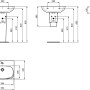 Technische Zeichnung: Ideal Standard i.life A Wandsäule, Handwaschbecken, Maße und Ansichten.