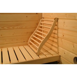 Karibu ergonomische Rückenlehne Classic aus Holz in Sauna.