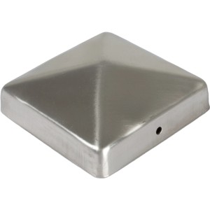 T&J Pfostenabdeckung aus Edelstahl, 9x9 cm, Pyramidenform. Zubehör für Zaunbau & Sichtschutz.
