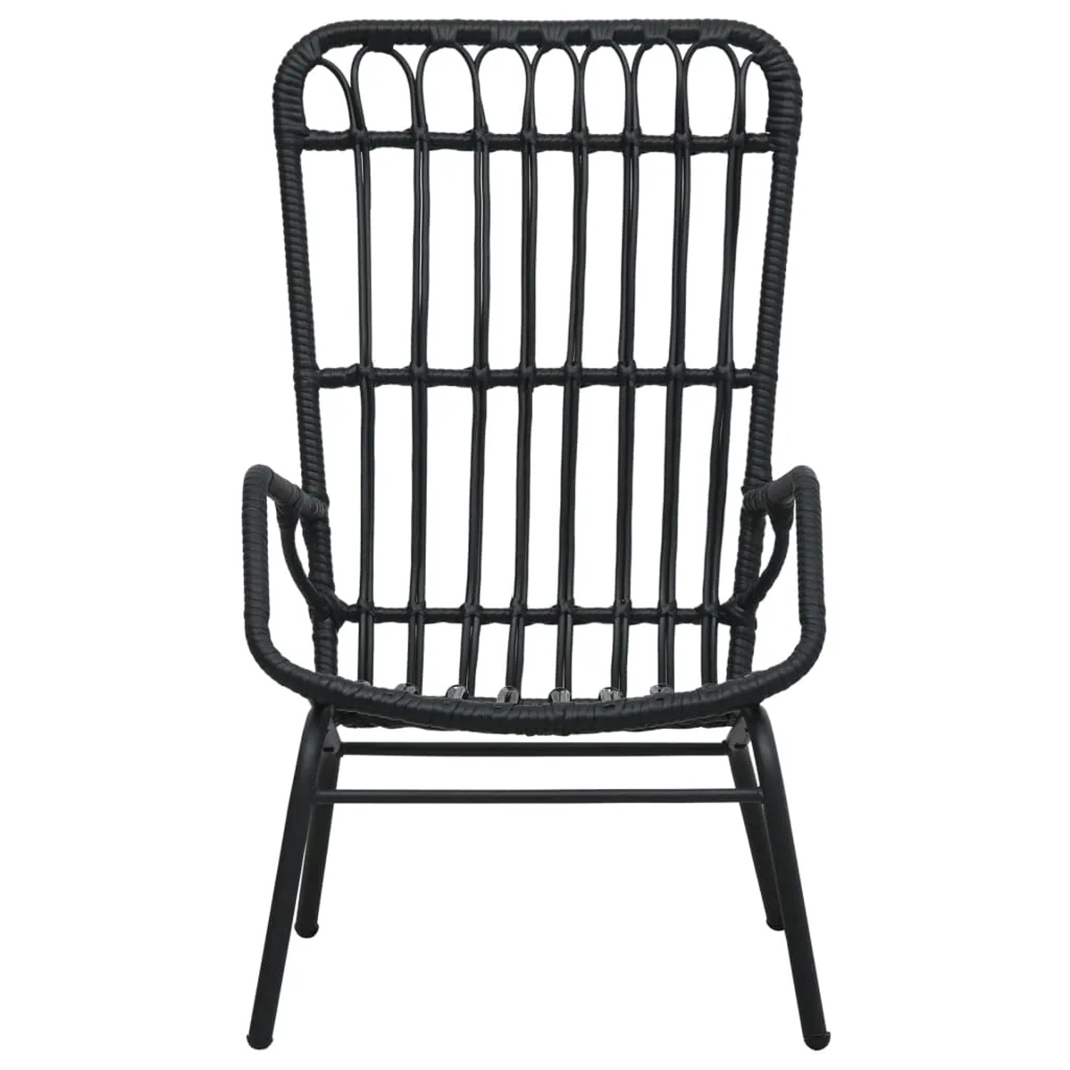 Schwarzer Gartenstuhl aus Poly Rattan von vidaXL für Terrasse und Garten.
