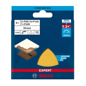 Bosch Expert Schleifblatt-Set C470 für Deltaschleifer, 6-teilig. Schleifpapier in Dreiecksform.