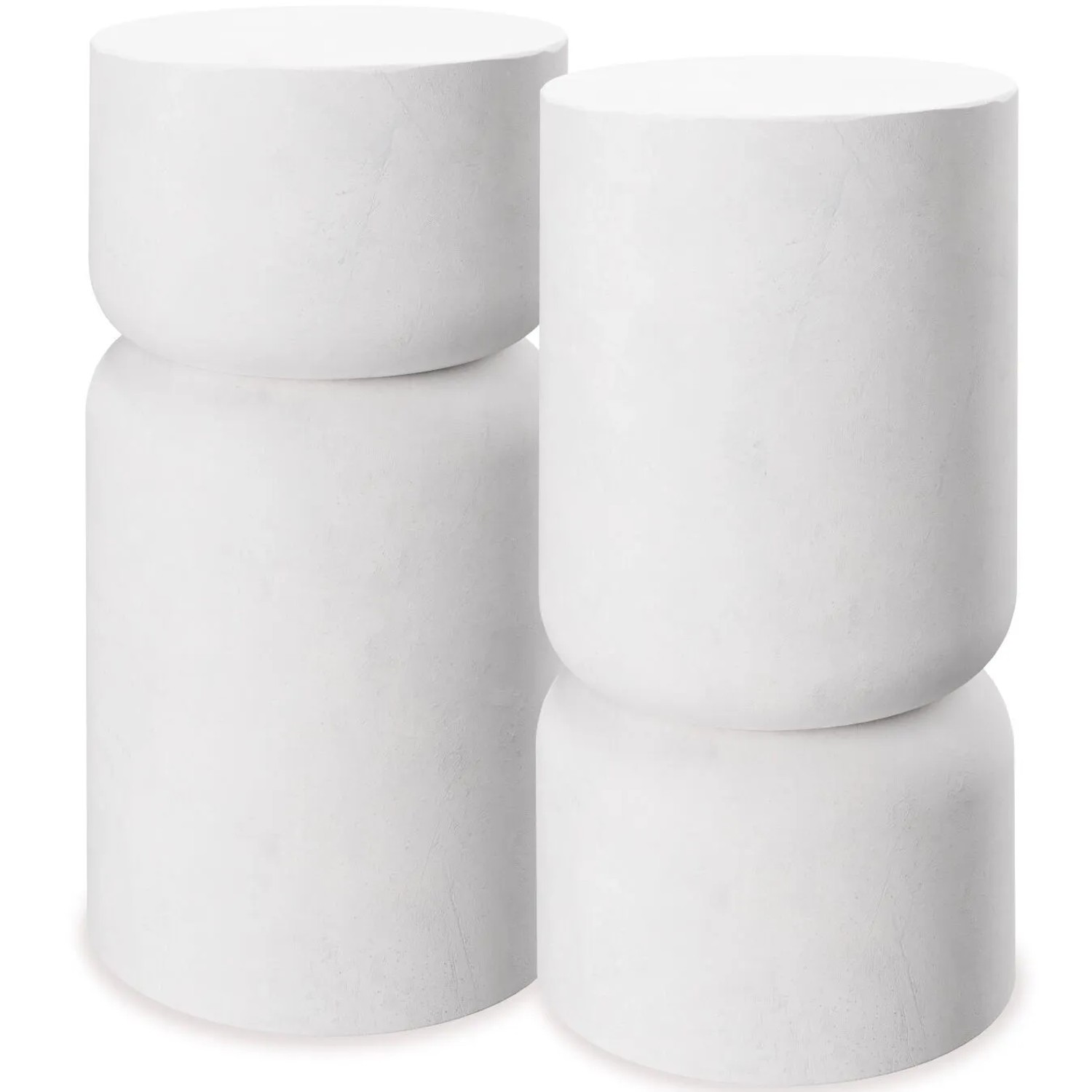 Tectake 2Er Set Beistelltisch  Amine Chubby Design Robustes Magnesiumoxid  28 x 28 x 54 50 cm Weiß