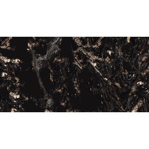 Feinsteinzeug Bodenfliese, Gold glasiert, poliert, 60x120 cm, Marmor Optik.