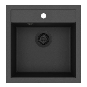 Helika Einbauspüle Tessa 49 cm x 51 cm Schwarz inkl. Schwarzventil