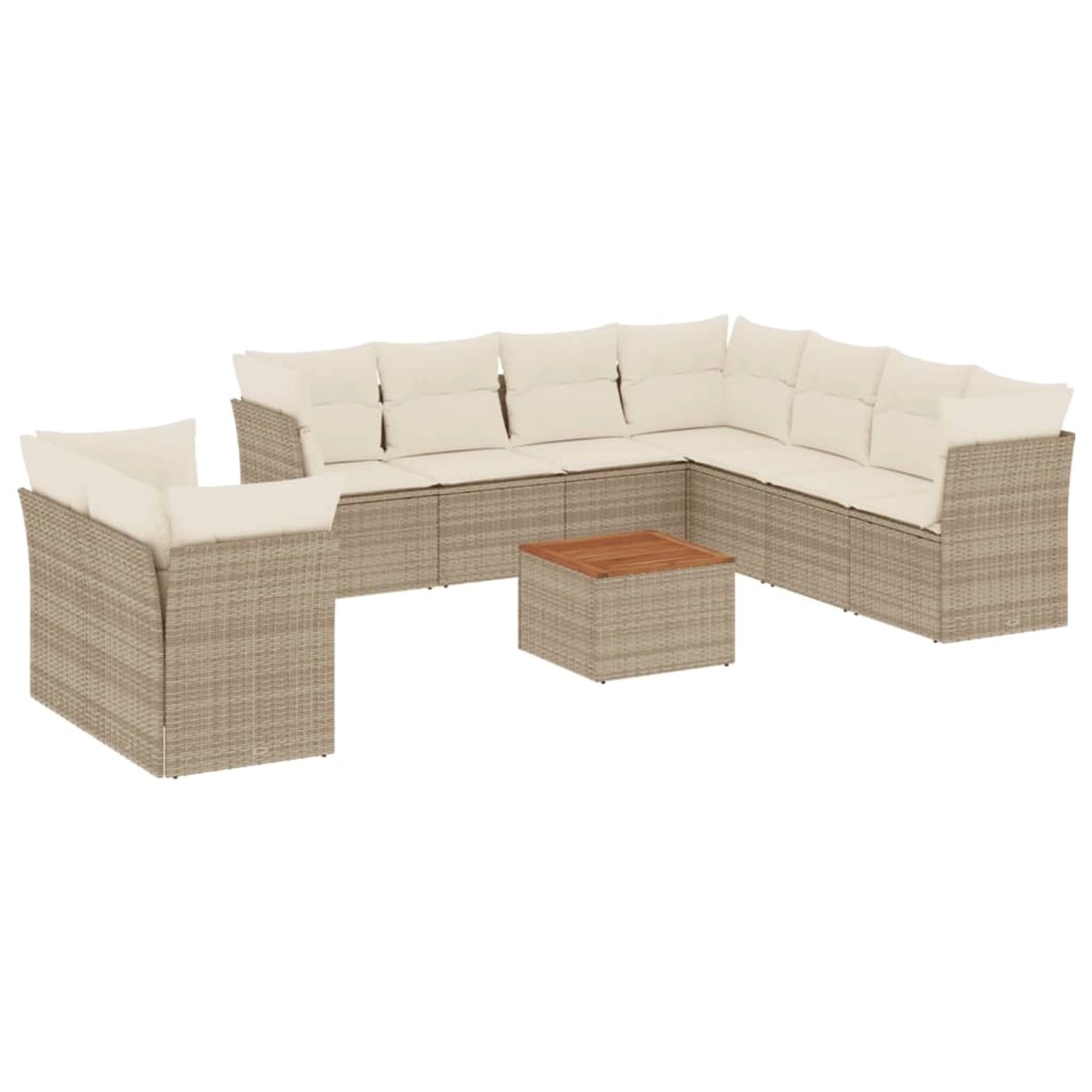 vidaXL 11-tlg Garten-Sofagarnitur mit Kissen Beige Poly Rattan Modell 90 günstig online kaufen