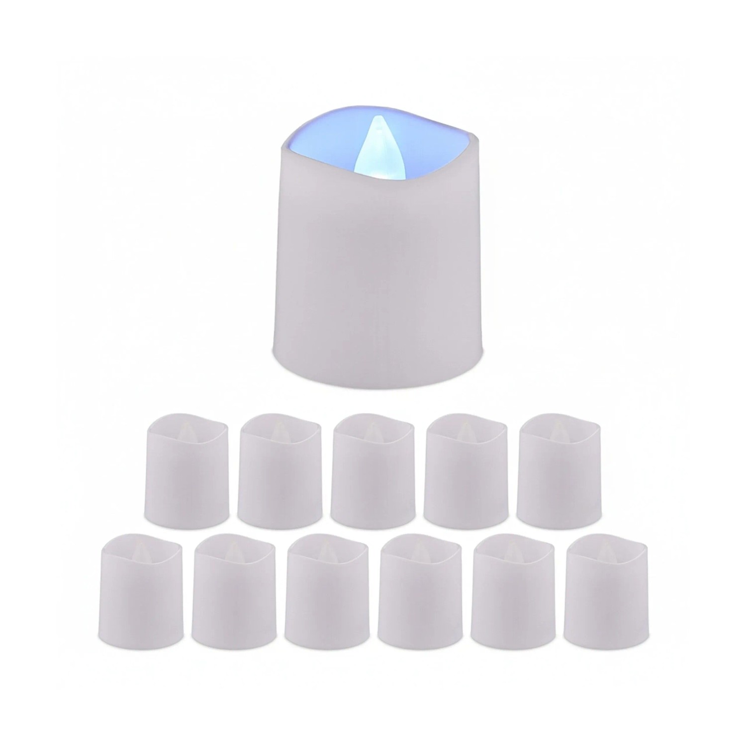 Relaxdays LED Teelichter 12er Set PP Eisen Weiß Kaltweiß 4,5 cm x 4 cm