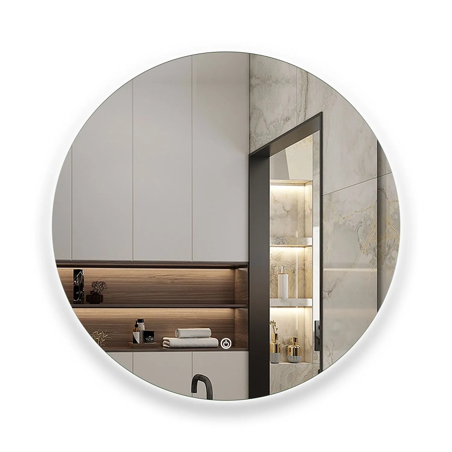 Aica Sanitär Badspiegel Rund 90 cm Spiegel mit LED Beleuchtung Touch Wandsc günstig online kaufen