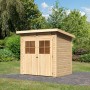 Unbehandeltes Karibu Holz-Gartenhaus Egersund mit Pultdach, 199x152 cm.