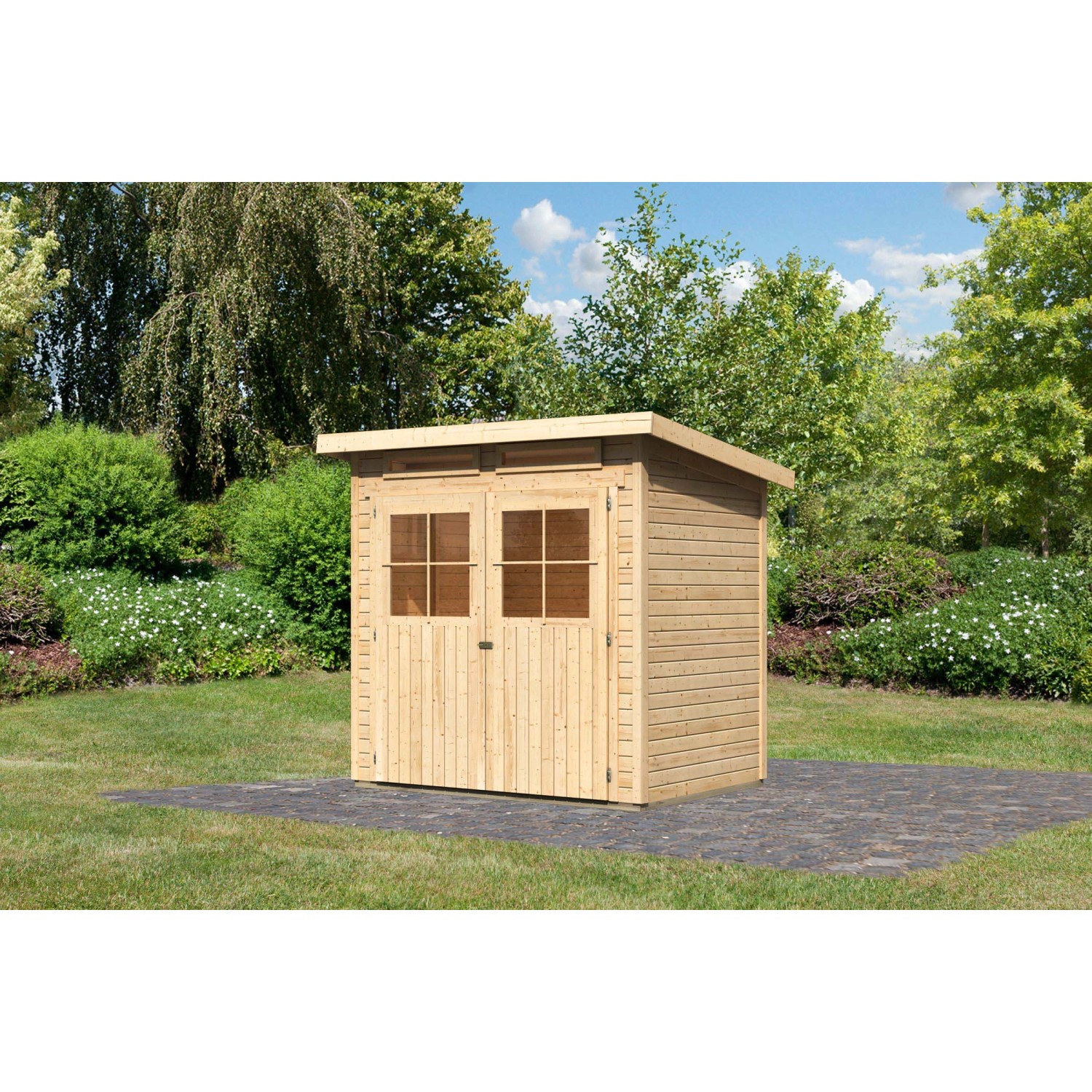 Karibu Holz-Gartenhaus Egersund Natur Pultdach Unbehandelt 199 cm x 152 cm günstig online kaufen