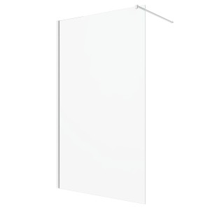 Aquabatos Duschwand 110x200 cm, Walk-In Dusche mit weißem Wandprofil und 8 mm ESG Glas.