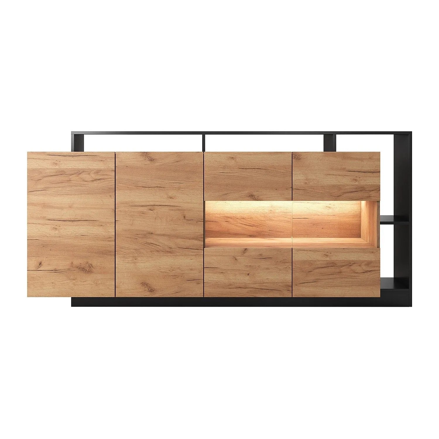Vente-unique Sideboard Idesia Anthrazitgrau  Naturfarben Hell 200 cm