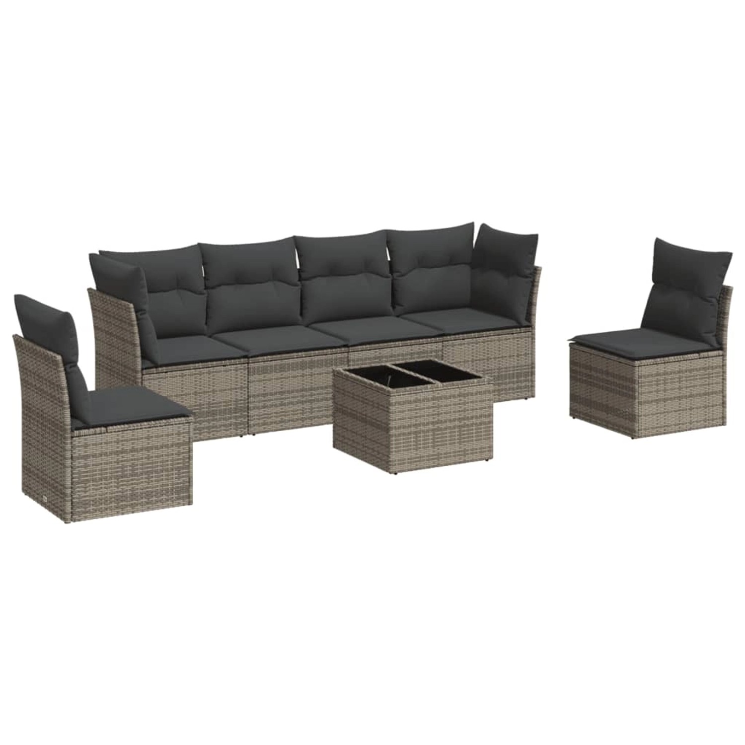 vidaXL 7-Tlg Garten-Sofagarnitur mit Kissen Grau Poly Rattan 3217380 günstig online kaufen
