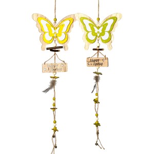 Brauns-Heitmann Holz Schmetterling Hänger, ca. 65cm, in Gelb und Grün für Ostern.