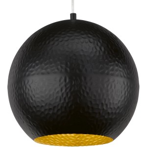 Schwarze Fischer & Honsel Pendelleuchte Mylon mit goldfarbener Innenseite.