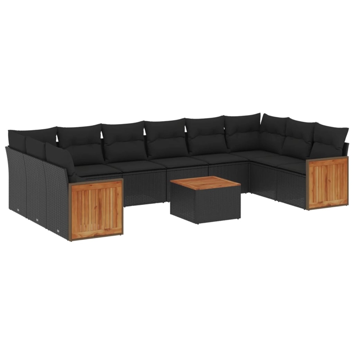vidaXL 11-Tlg Garten-Sofagarnitur mit Kissen Schwarz Poly Rattan 3228008 günstig online kaufen