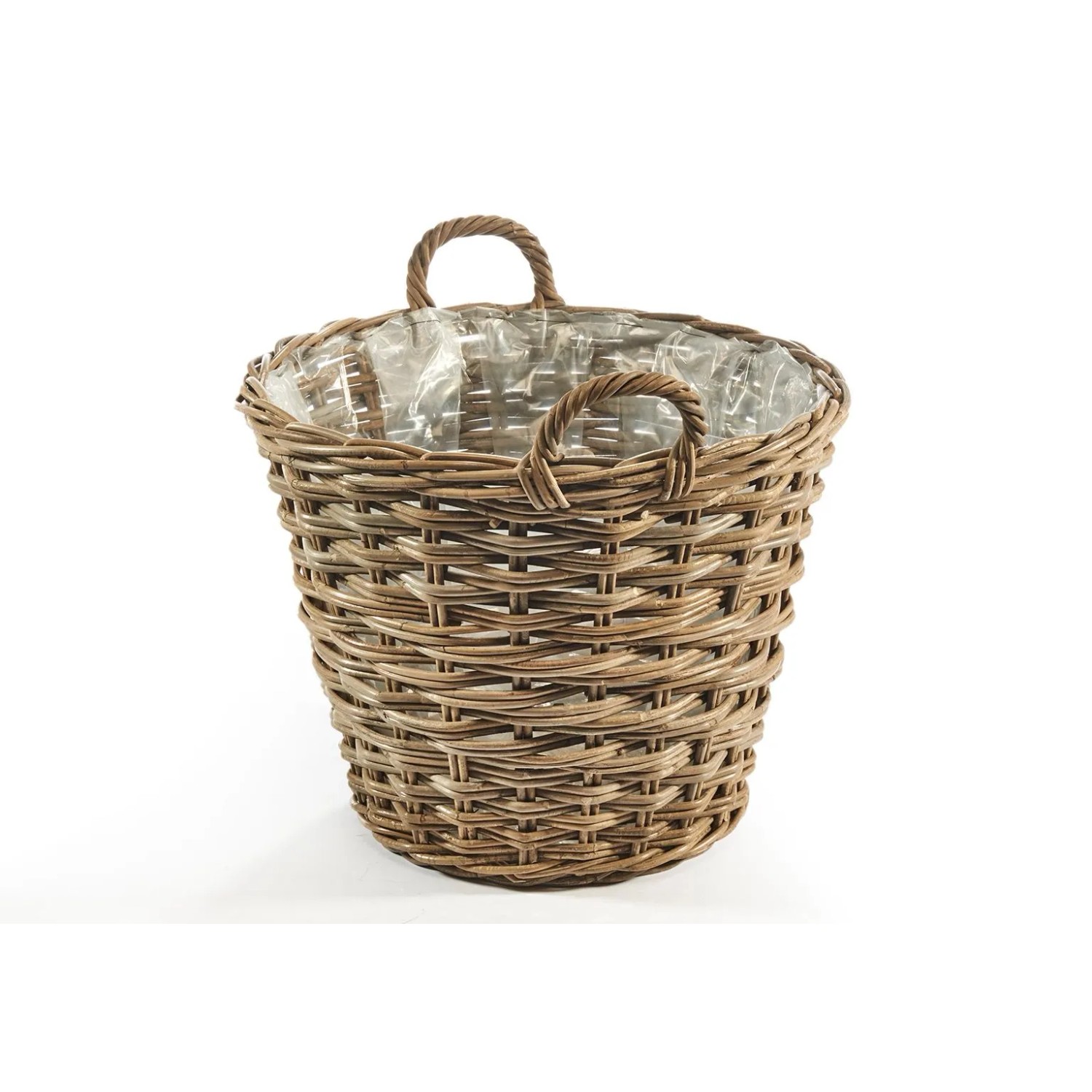 Kobolo Übertopf Pflanzkorb Pflanzschale Rund aus Rattan mit Folie_5