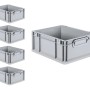 PROREGAL SparSet: 5 graue Euroboxen NextGen Grip, 16 Liter, 30x40x17 cm, Aufbewahrungsboxen.