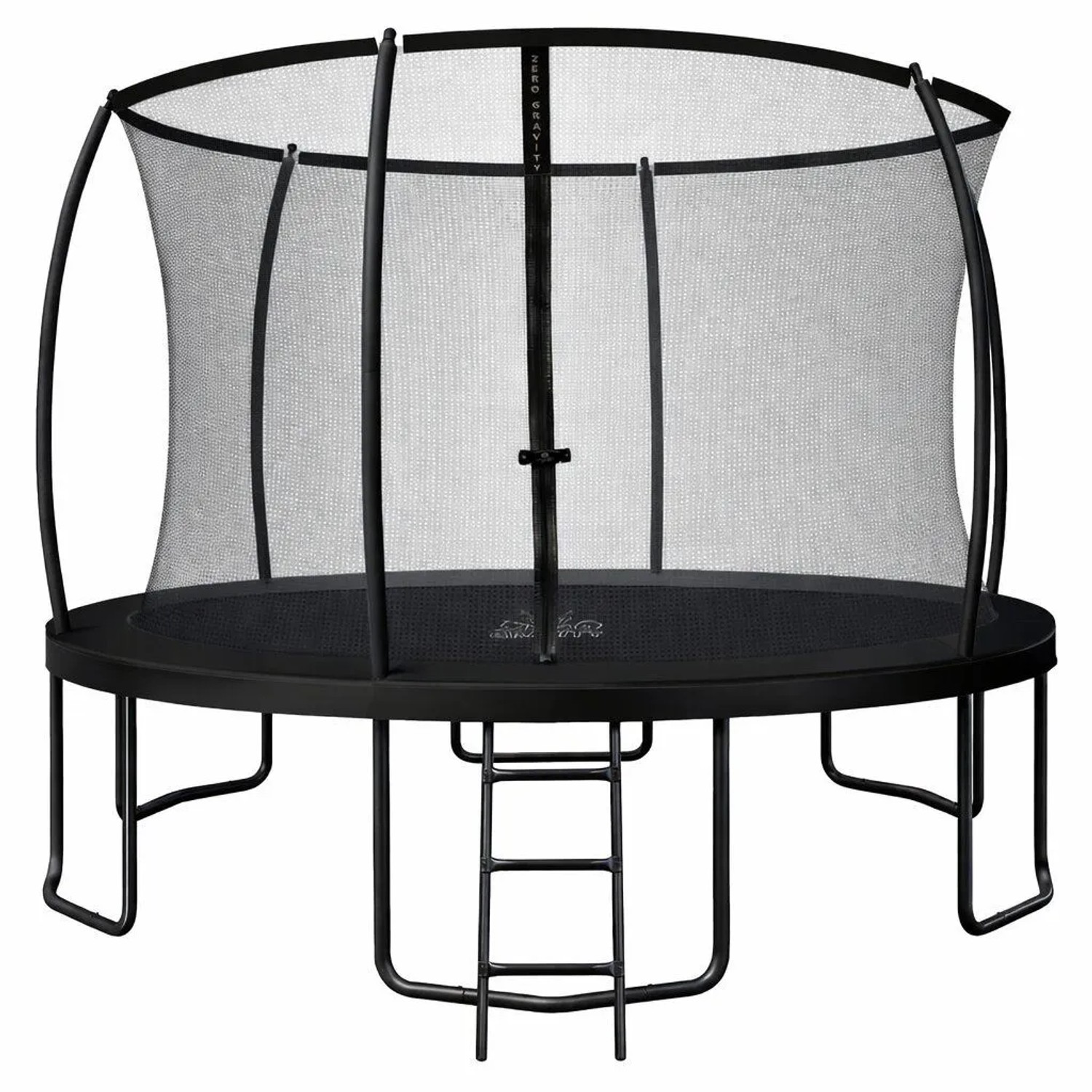 Zero Gravity Trampolin ø 366 cm - TÜV GS - Smartes Klappnetz - Inkl. Leiter & Bodenanker - Schwarz
