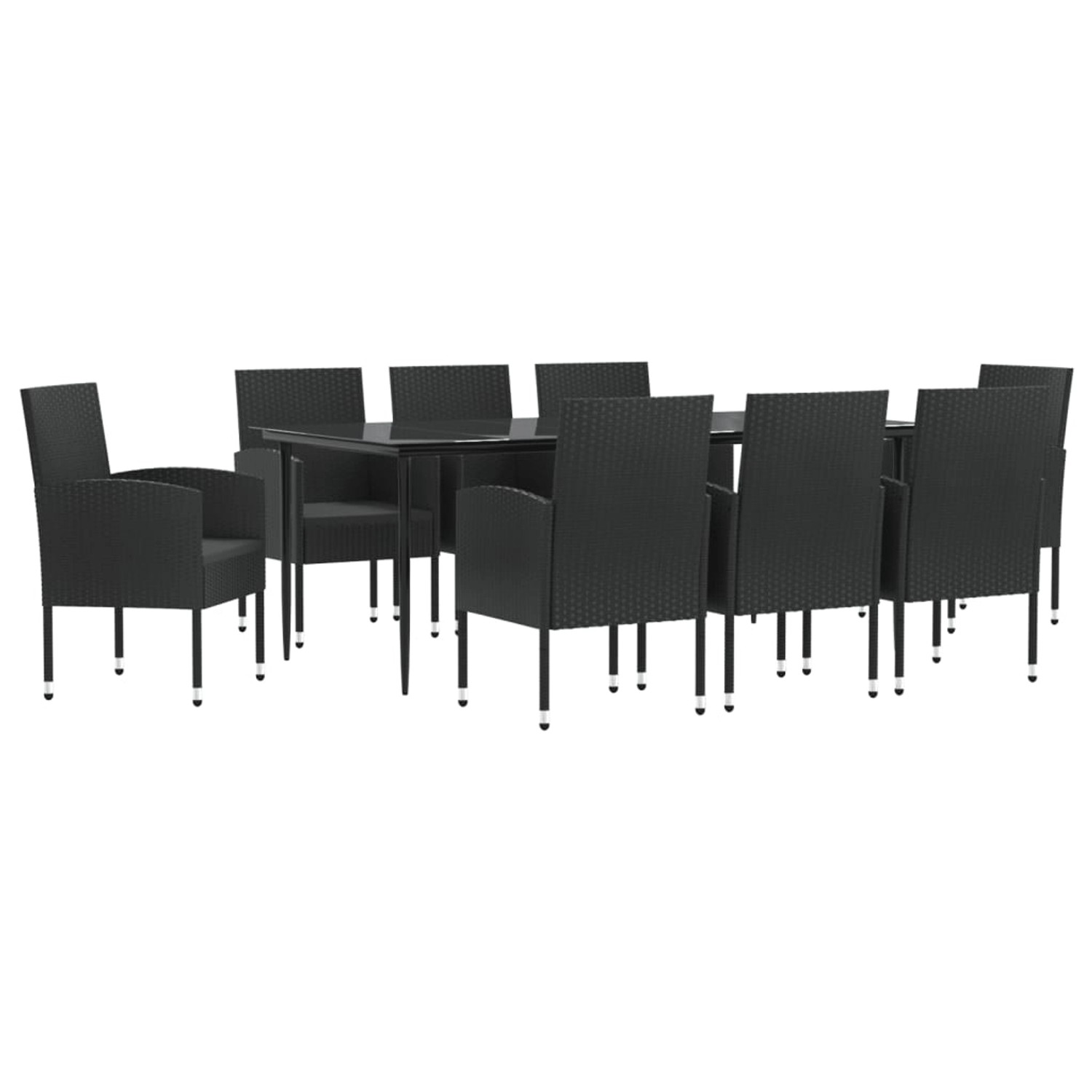 vidaXL 9-Tlg Garten-Essgruppe Schwarz Poly Rattan und Stahl 3203343 günstig online kaufen