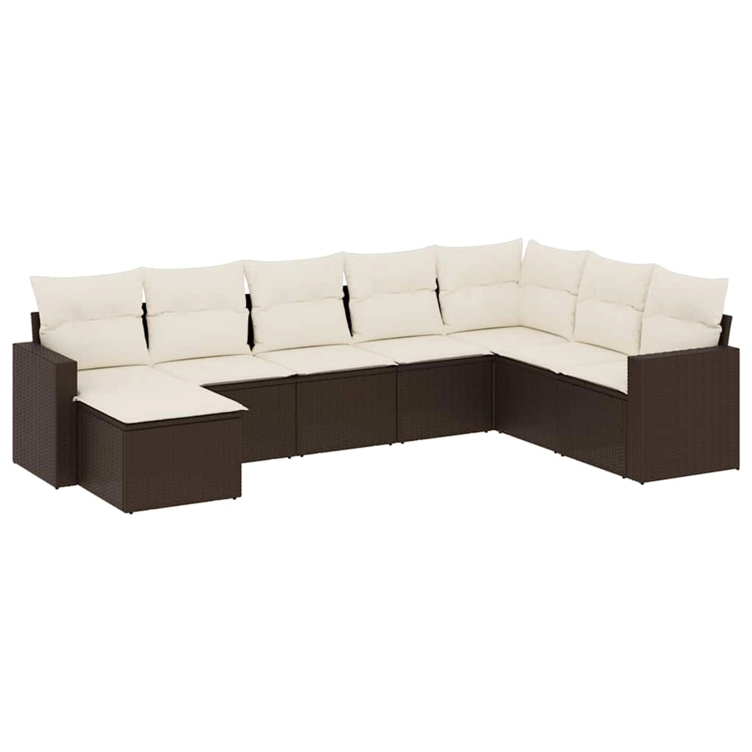 vidaXL 8-Tlg Garten-Sofagarnitur mit Kissen Braun Poly Rattan 3219353