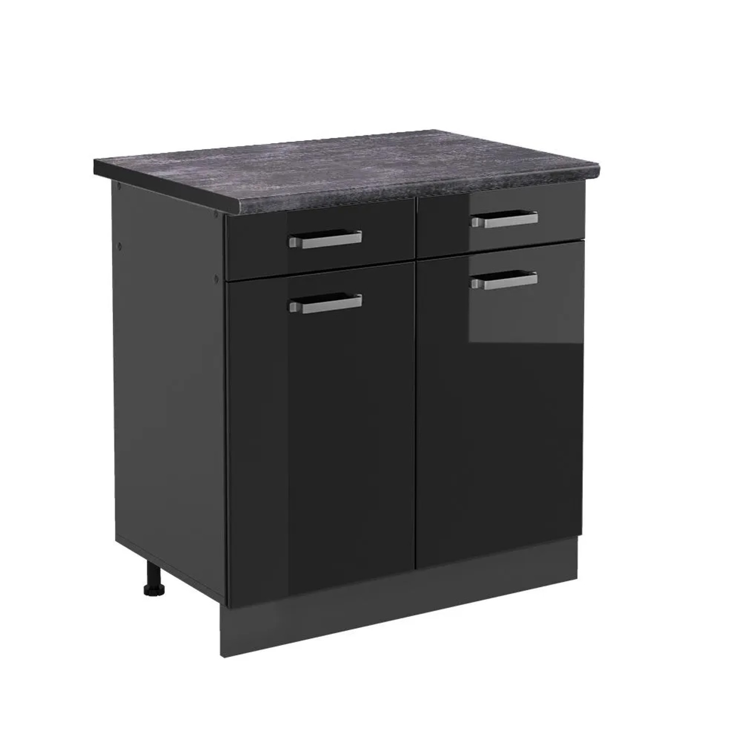 Vicco Küchenunterschrank R-Line Schwarz Hochglanz Anthrazit 80 cm AP Anthrazit