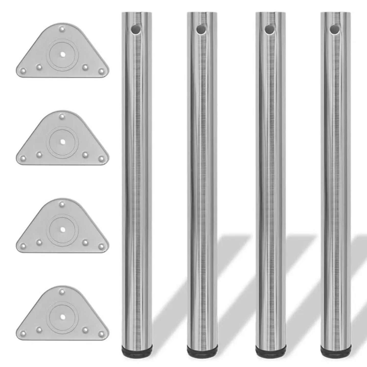vidaXL 4x Höhenverstellbares Tischbein Gebürstetes Nickel 710 mm 242145