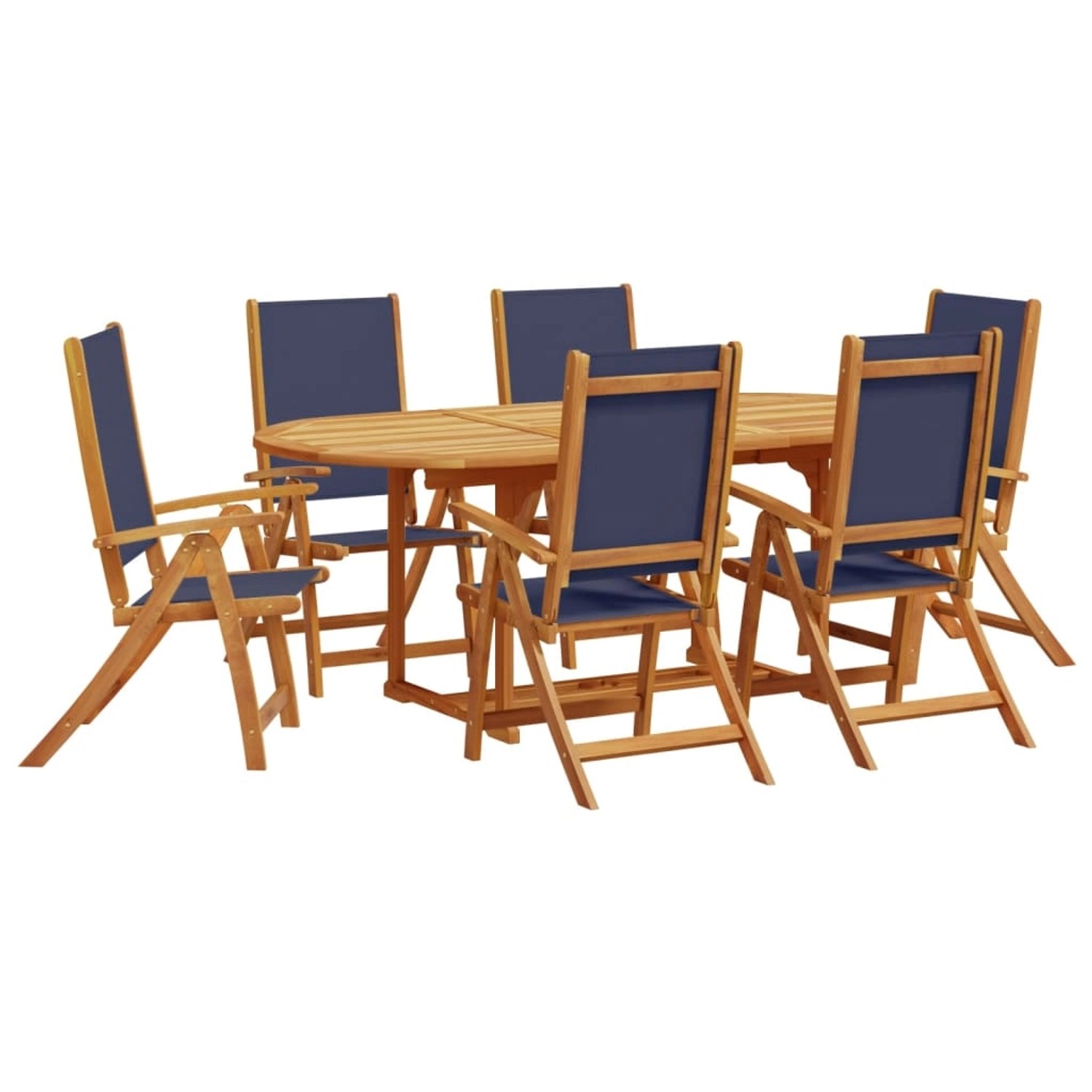 vidaXL 7-Tlg Garten-Essgruppe Massivholz Akazie und Textilene 3279301 günstig online kaufen