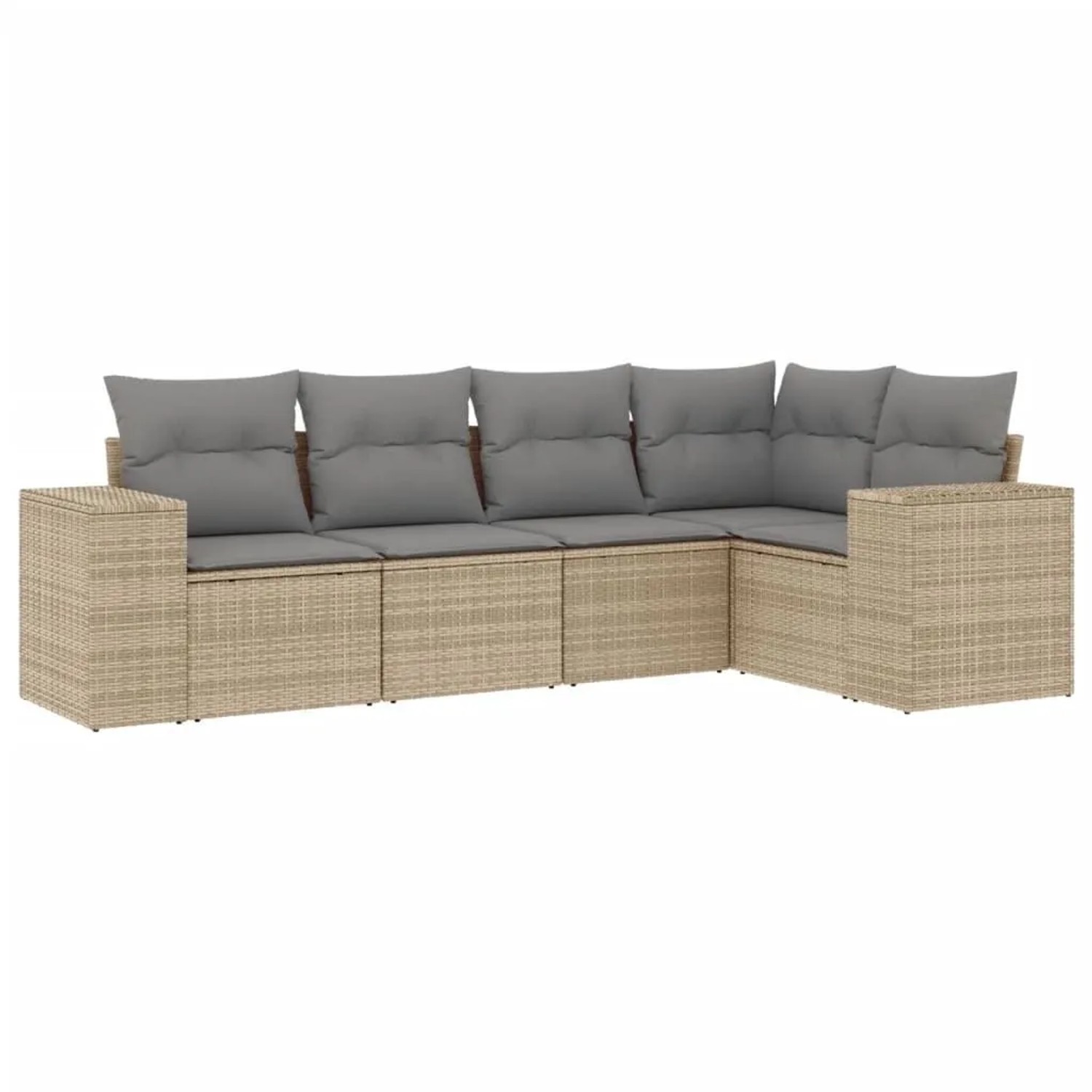 vidaXL 5-Tlg Garten-Sofagarnitur mit Kissen Beige Poly Rattan 3222528