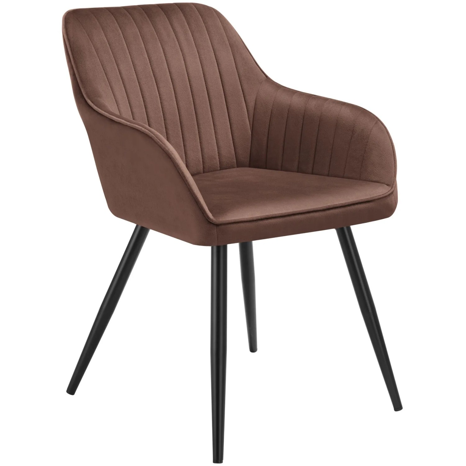 Tectake Esszimmerstuhl Marilyn Gepolstert  In Samtoptik  Gesteppt Durchgehende Lehne Pro Stück 62 x 58 x 82 cm Braun Schwarz