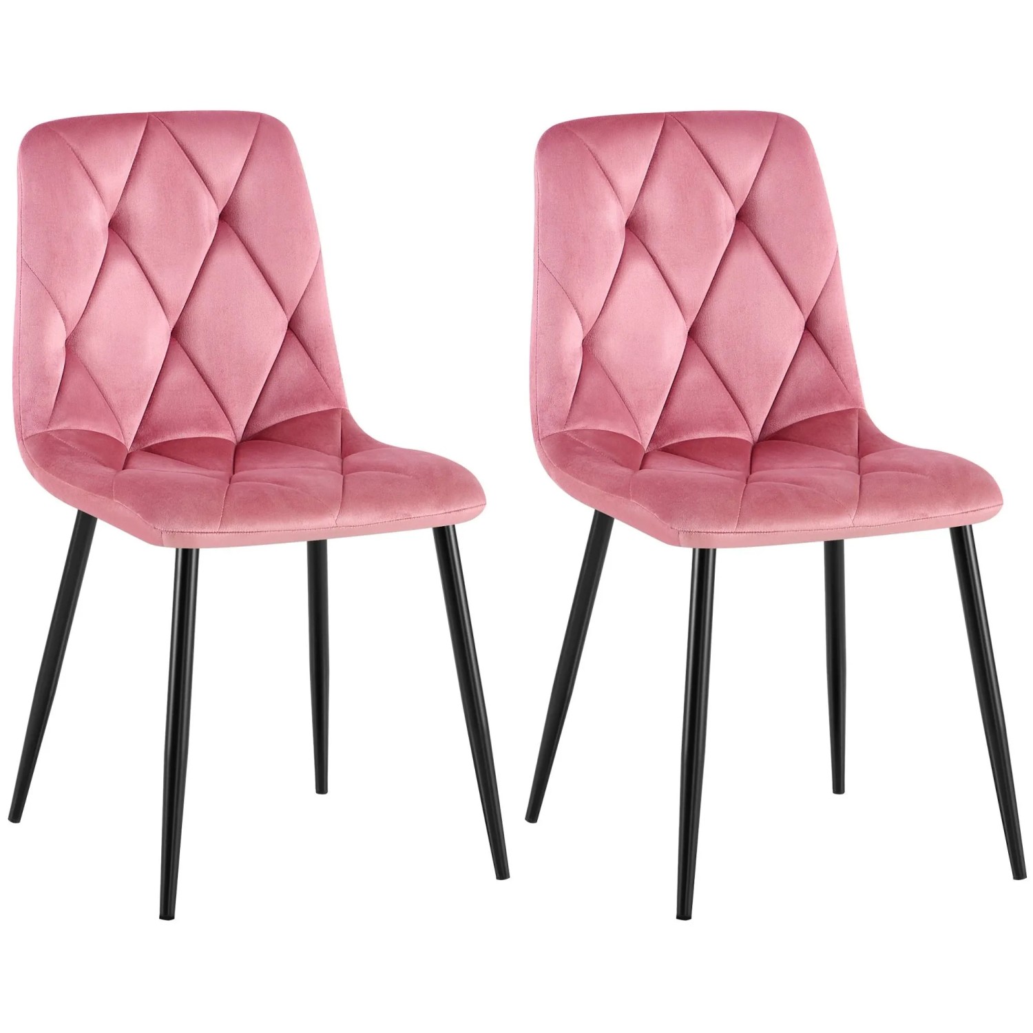DELUKE 2er Set Esszimmerstuhl DOFAR Samt Rosa 45x55x85cm Essstühle Esszimmerstühle Küchenstühle Wohnzimmerstühle