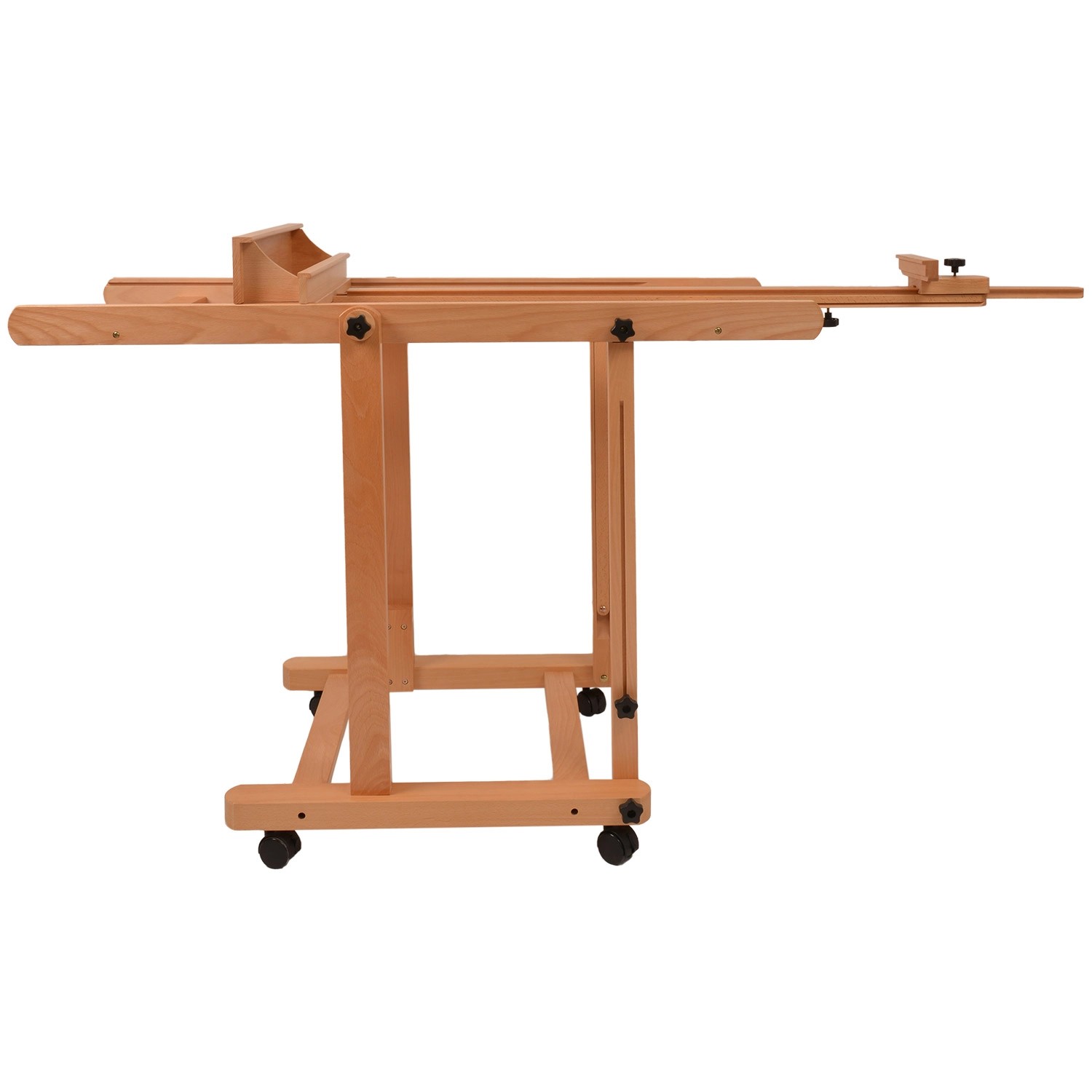 Artina Verona Atelierstaffelei aus Buche, rollbar und mit Ablage.