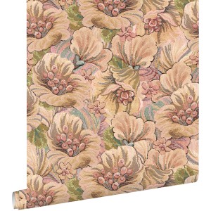 ESTAhome Tapete Blumenmuster Braun Beige und Altrosa 50 x 900 cm