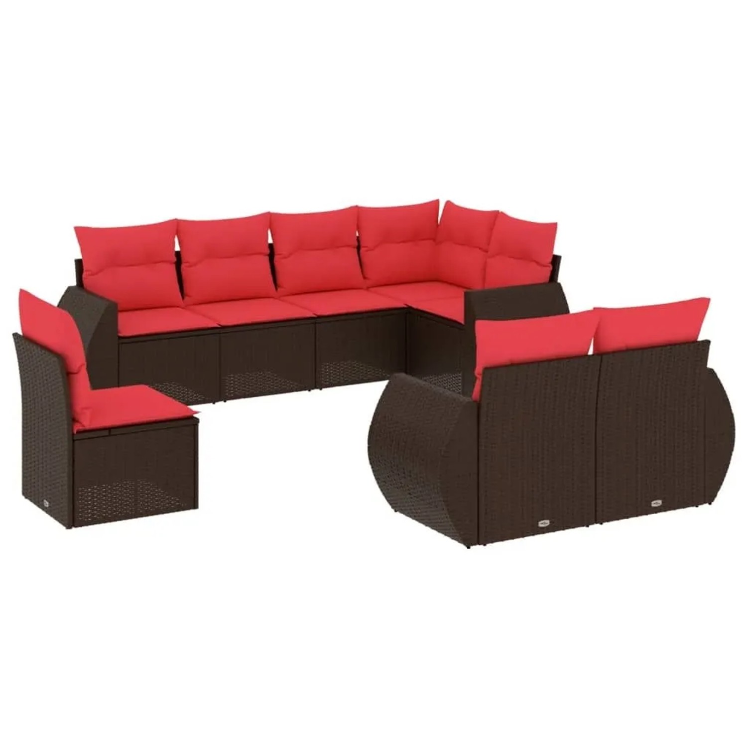 vidaXL 8-Tlg Gartensofa-Set mit Kissen Braun Polyrattan 3221643