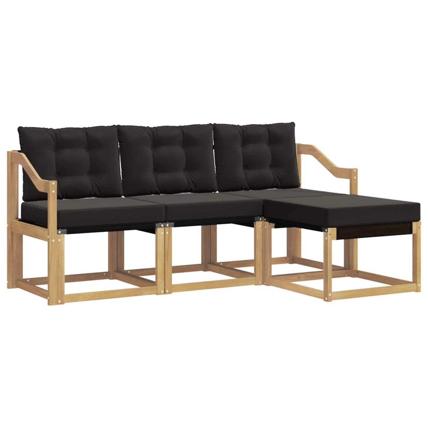 vidaXL Outdoor-Sofagarnitur mit Kissen 4-Tlg Weiß und Schwarz 3389366