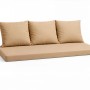 Beiges Gartenbank Kissen Set: Bankauflage 160x60 cm + 3 Rückenkissen für 3-Sitzer Bänke.