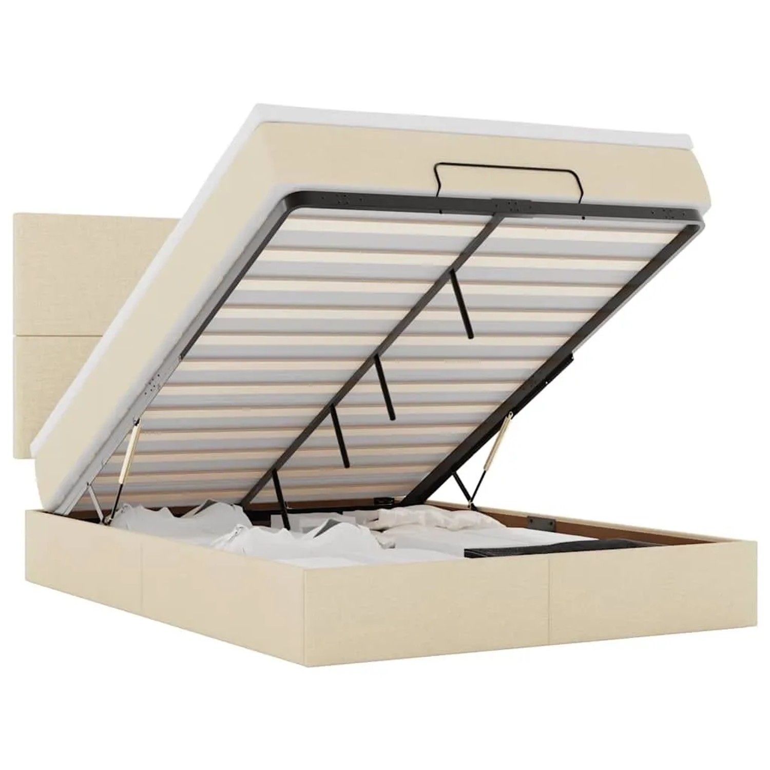 vidaXL Ottoman-Bett mit Matratze Creme 140x200 cm Stoff 3313083